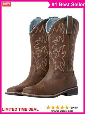 Wide Calf Square Toe Cowgirl Boots Faux Leather Western Boots